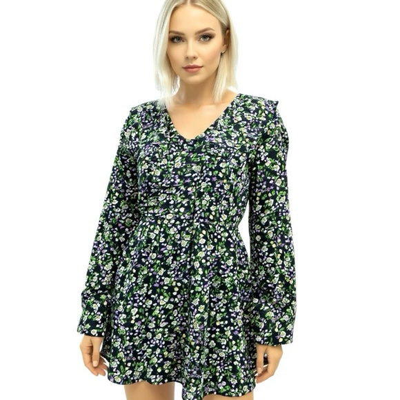 Influence Chiffon Floral Dress Womens US Sz 8 Garden Fairy Flowy Mini Sheer New - Picture 1 of 12